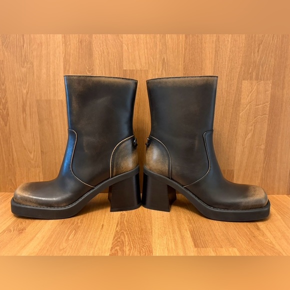 Coach Sculpt C Leather Platform Ankle Bootie Brown Block Heel-Size 5.5 (NWT) - Picture 4 of 7